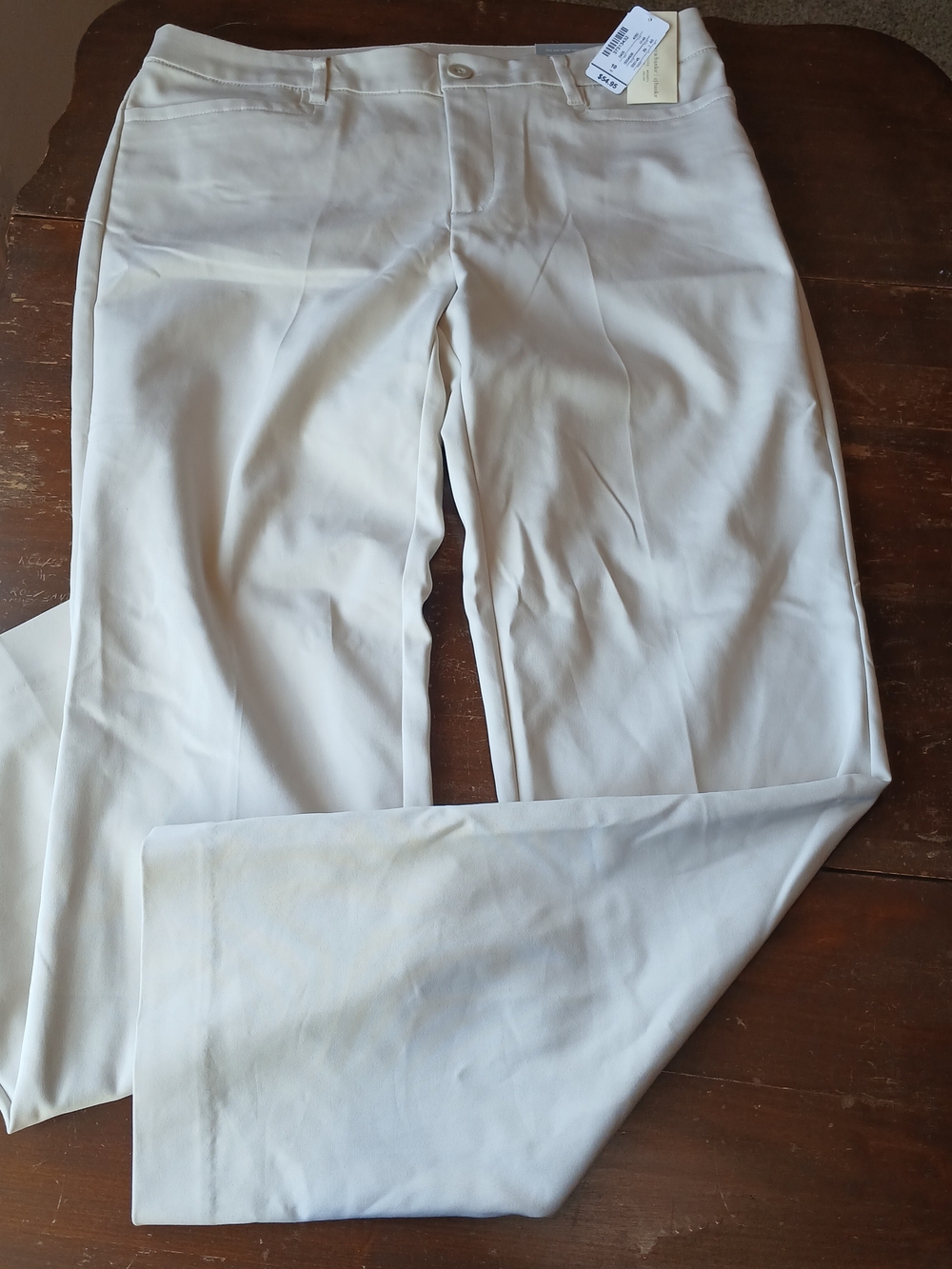 Christopher & Banks Cream Straight-Leg Dress Pants
